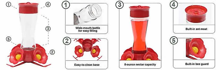 Perky Pet Pinch Waist Glass Hummingbird Feeder Model 203cpbn