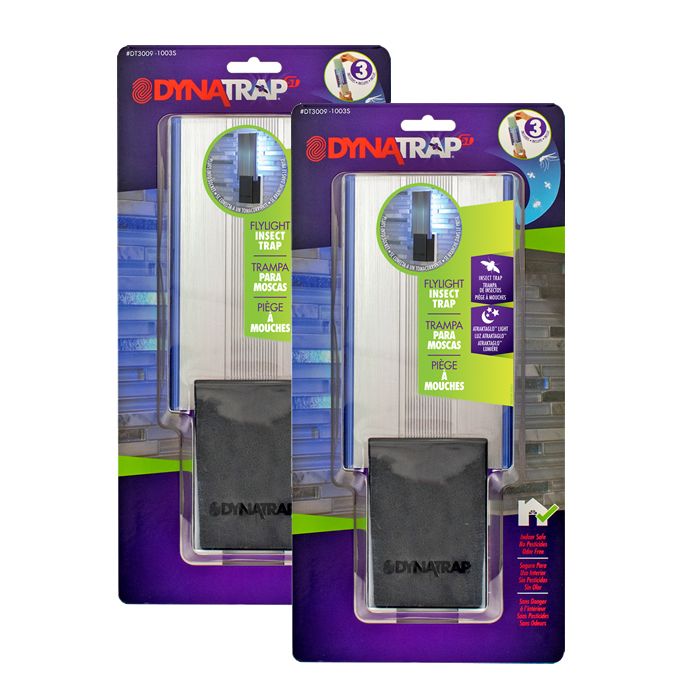 DynaTrap&reg; Flylight Insect Trap, Pack of 2 with 2 Extra Bulbs - Black